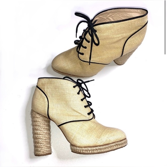 NWOT Loeffler Randal Nadia Raffia Booties - Picture 2 of 5